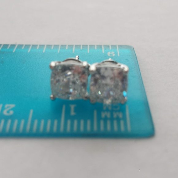 14k White Gold Stud Earrings Solid Gold 14k - Picture 3 of 15